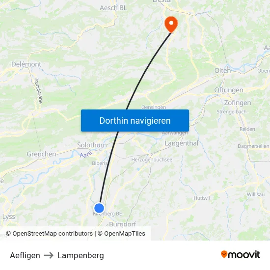 Aefligen to Lampenberg map