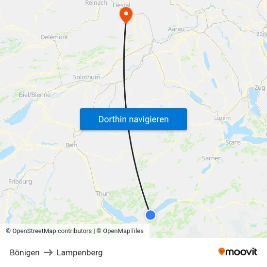 Bönigen to Lampenberg map