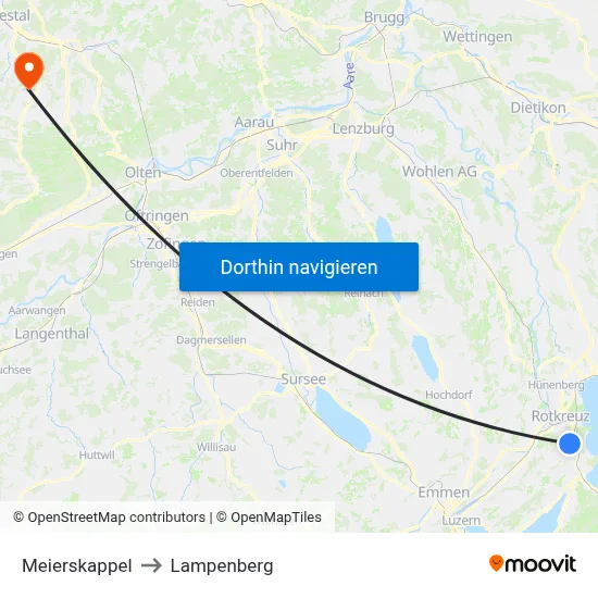 Meierskappel to Lampenberg map