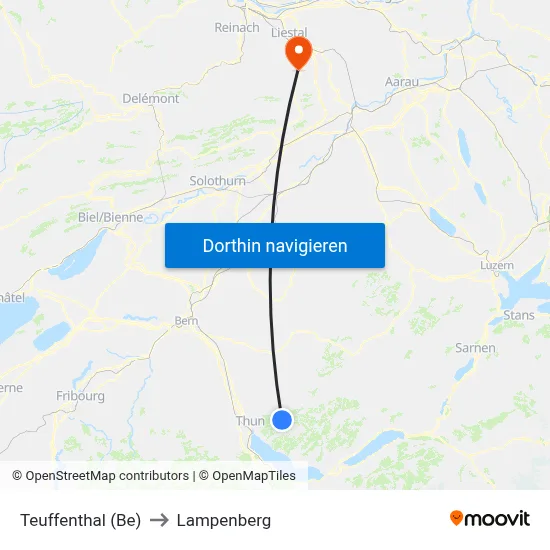 Teuffenthal (Be) to Lampenberg map