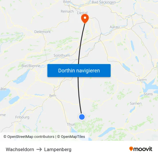 Wachseldorn to Lampenberg map