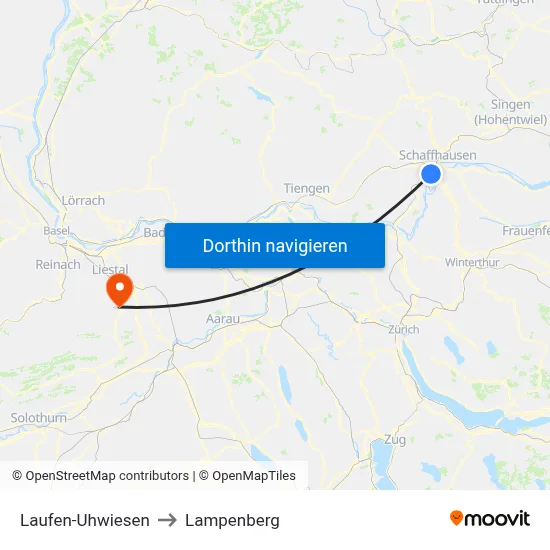 Laufen-Uhwiesen to Lampenberg map