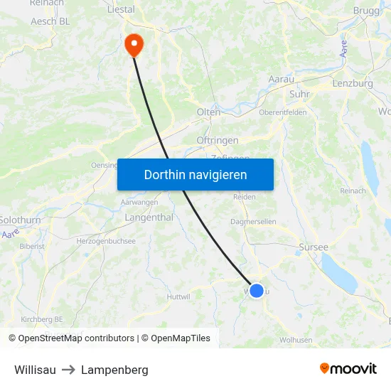 Willisau to Lampenberg map