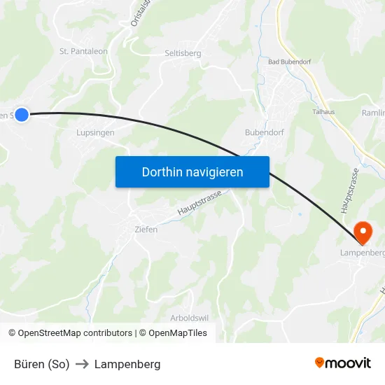 Büren (So) to Lampenberg map