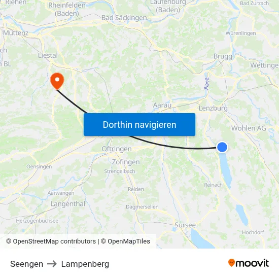 Seengen to Lampenberg map