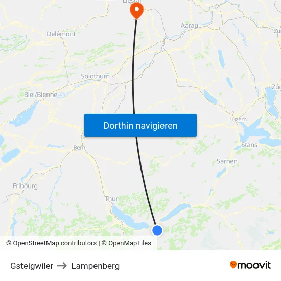 Gsteigwiler to Lampenberg map