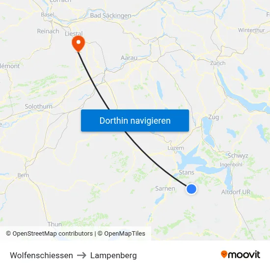 Wolfenschiessen to Lampenberg map