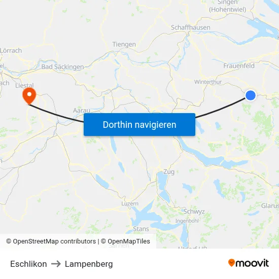 Eschlikon to Lampenberg map
