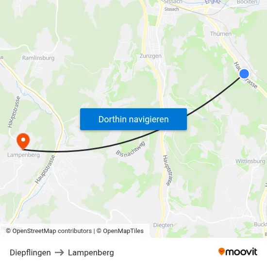 Diepflingen to Lampenberg map