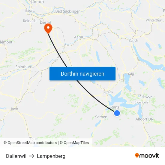 Dallenwil to Lampenberg map