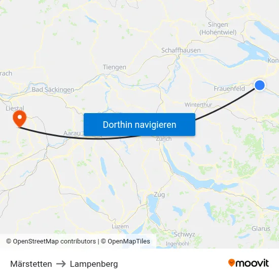 Märstetten to Lampenberg map