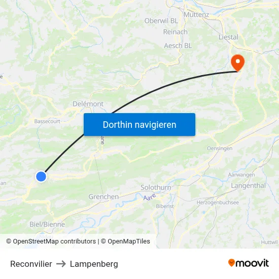 Reconvilier to Lampenberg map