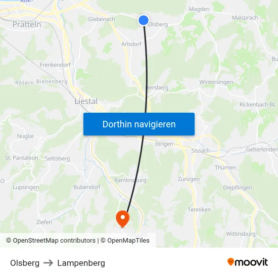 Olsberg to Lampenberg map