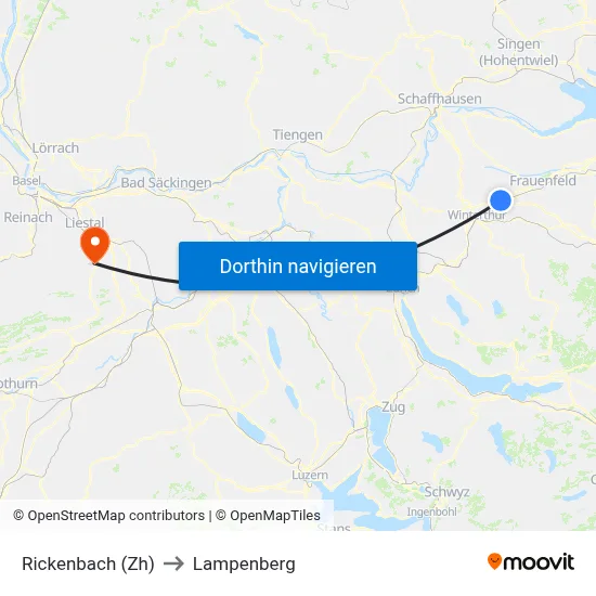 Rickenbach (Zh) to Lampenberg map
