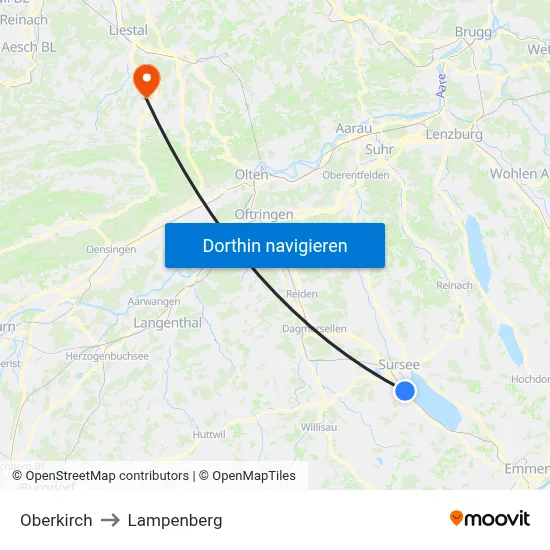 Oberkirch to Lampenberg map