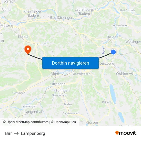 Birr to Lampenberg map
