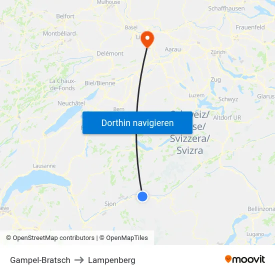 Gampel-Bratsch to Lampenberg map