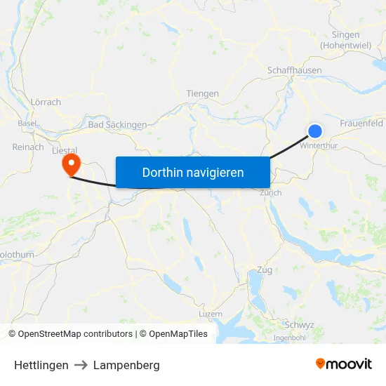 Hettlingen to Lampenberg map