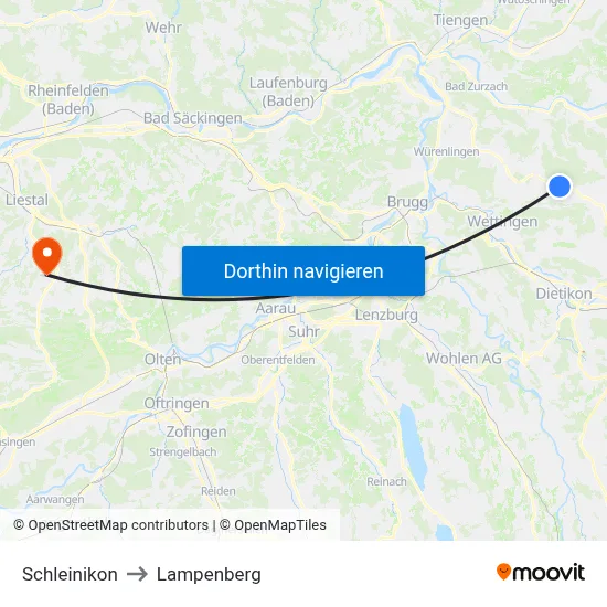 Schleinikon to Lampenberg map