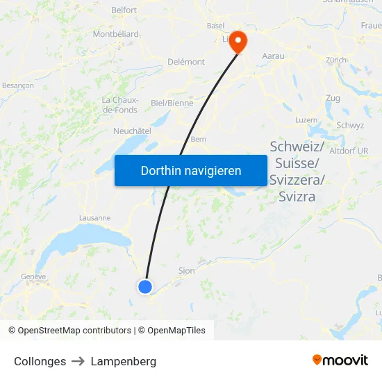Collonges to Lampenberg map