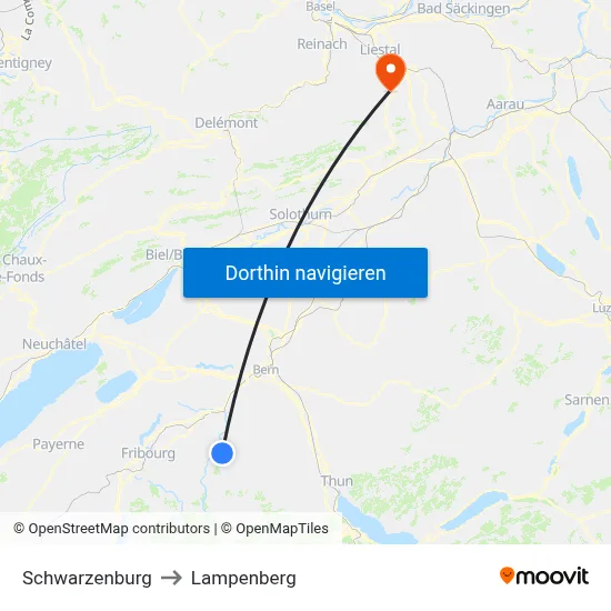 Schwarzenburg to Lampenberg map