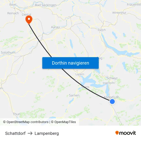 Schattdorf to Lampenberg map