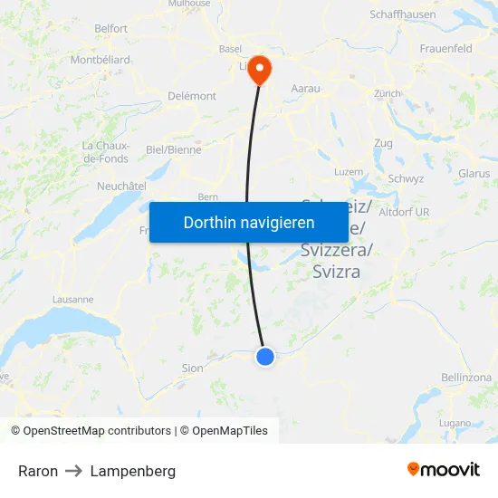 Raron to Lampenberg map