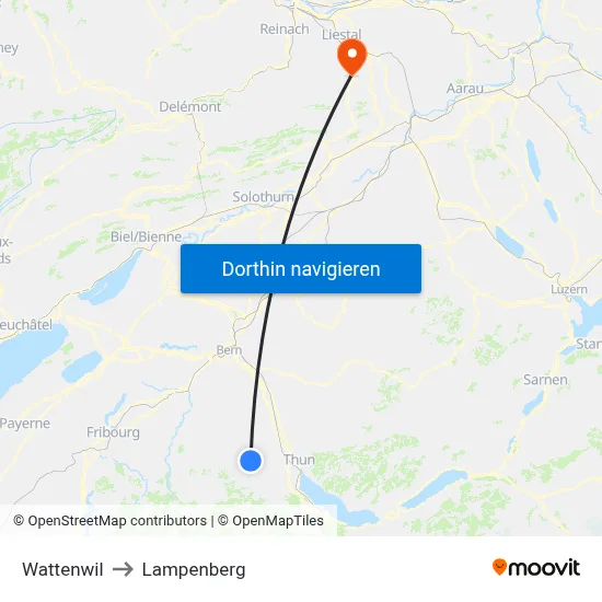 Wattenwil to Lampenberg map