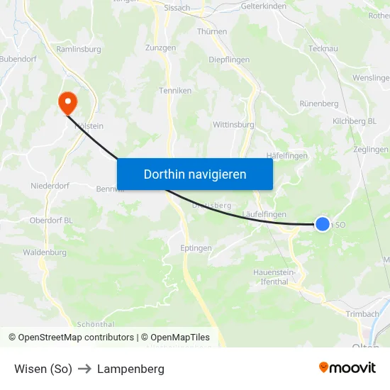 Wisen (So) to Lampenberg map