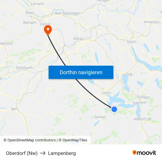 Oberdorf (Nw) to Lampenberg map