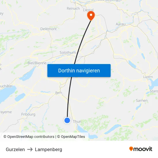 Gurzelen to Lampenberg map