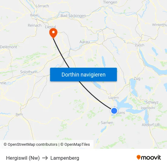 Hergiswil (Nw) to Lampenberg map