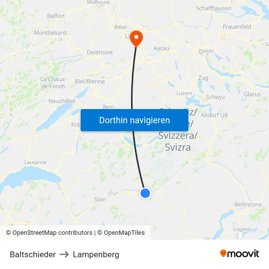 Baltschieder to Lampenberg map