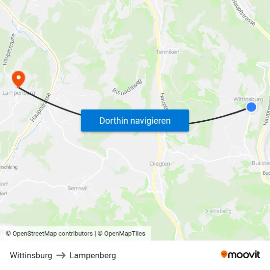 Wittinsburg to Lampenberg map