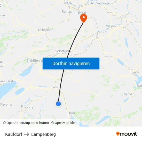 Kaufdorf to Lampenberg map