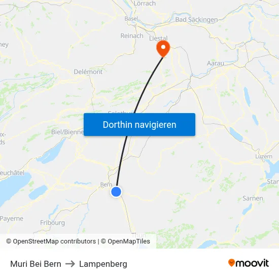 Muri Bei Bern to Lampenberg map