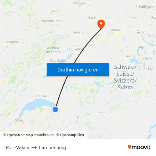 Port-Valais to Lampenberg map
