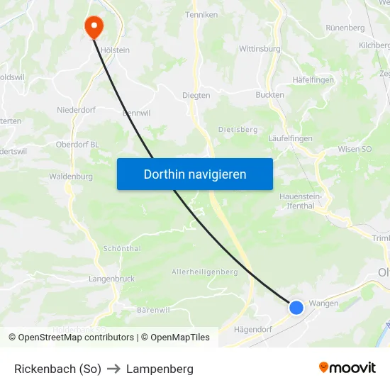 Rickenbach (So) to Lampenberg map