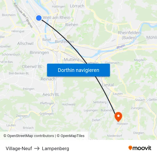 Village-Neuf to Lampenberg map