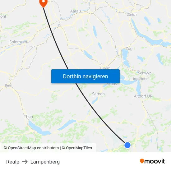 Realp to Lampenberg map