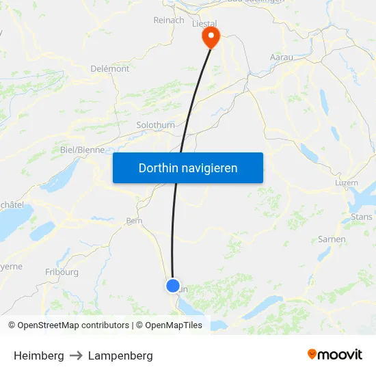 Heimberg to Lampenberg map