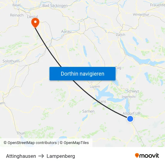 Attinghausen to Lampenberg map