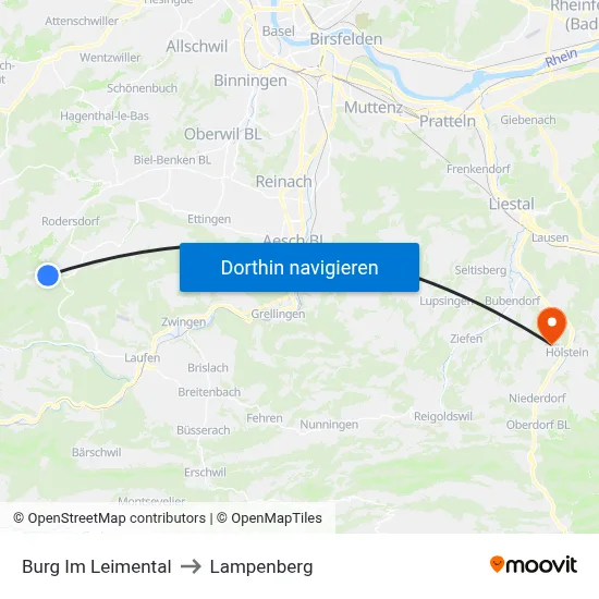 Burg Im Leimental to Lampenberg map