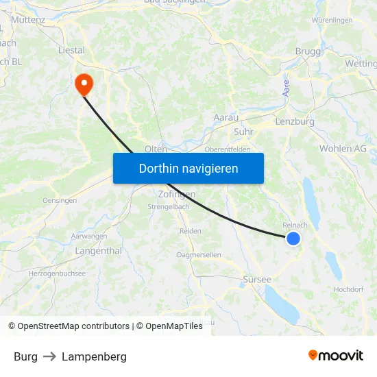 Burg to Lampenberg map