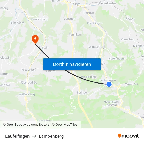 Läufelfingen to Lampenberg map