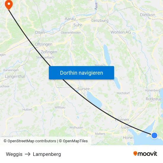 Weggis to Lampenberg map