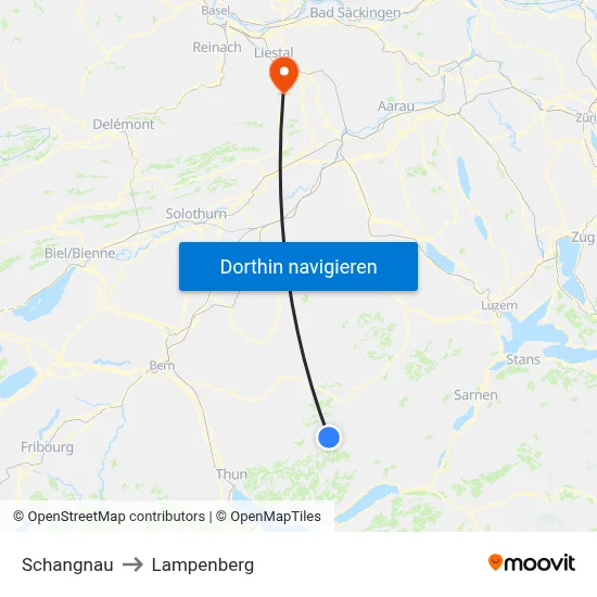Schangnau to Lampenberg map