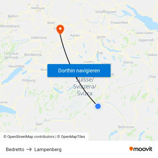 Bedretto to Lampenberg map