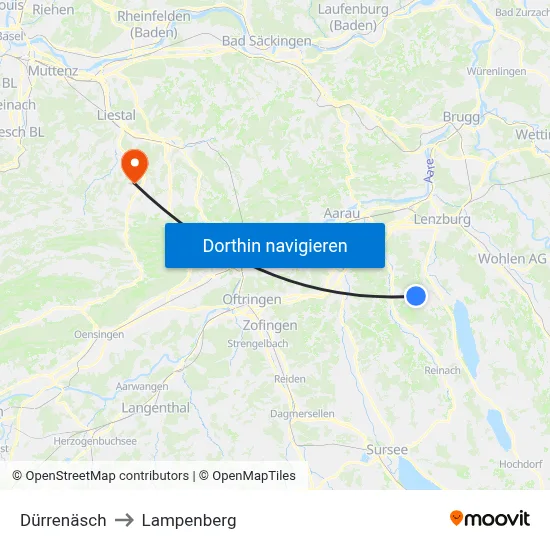 Dürrenäsch to Lampenberg map