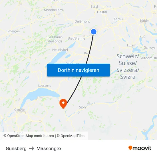 Günsberg to Massongex map